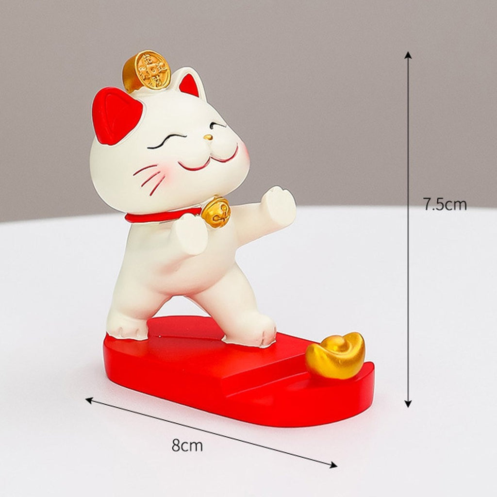 Fortune Cat Phone Stand – Cute Japanese Maneki Neko Decor Gift