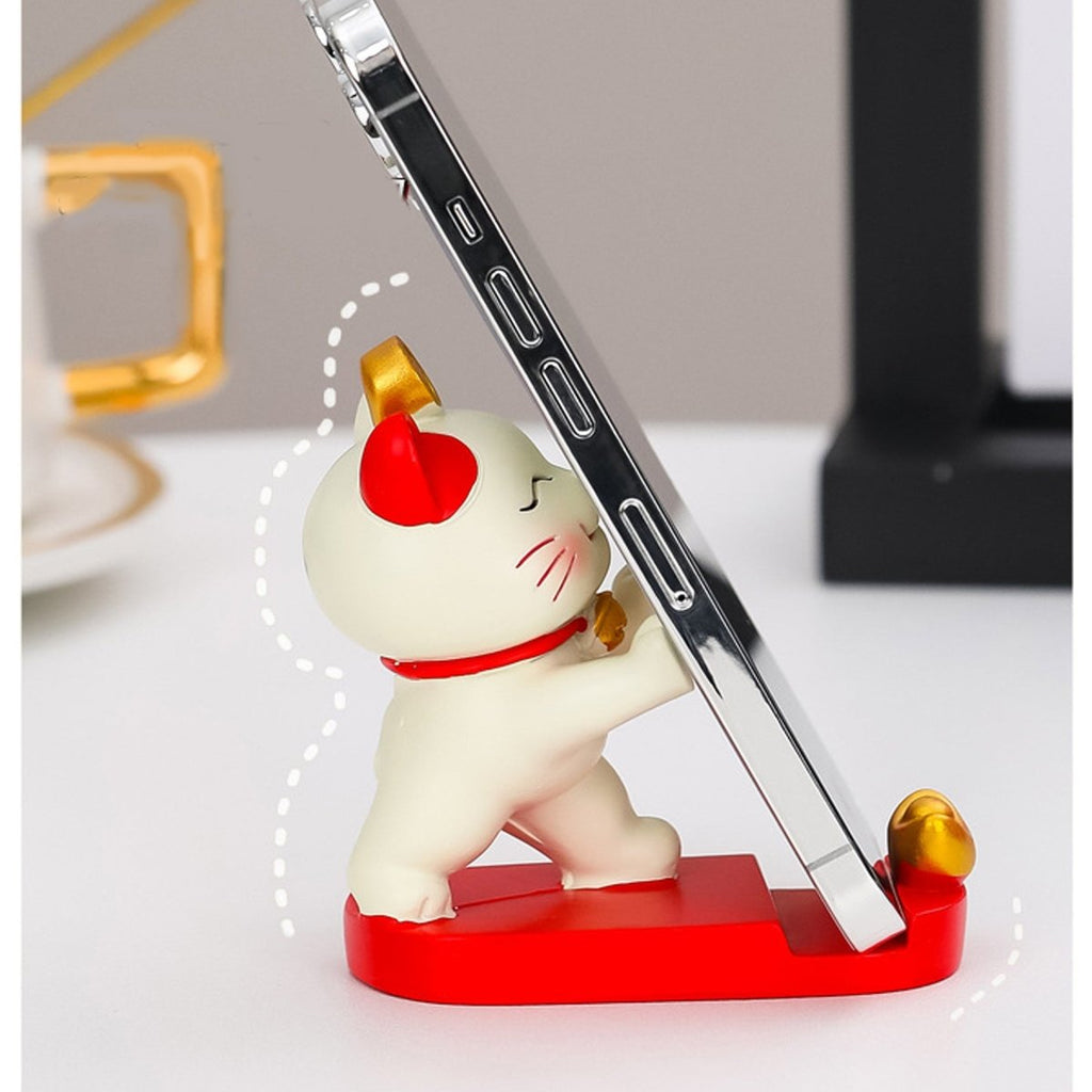 Fortune Cat Phone Stand – Cute Japanese Maneki Neko Decor Gift