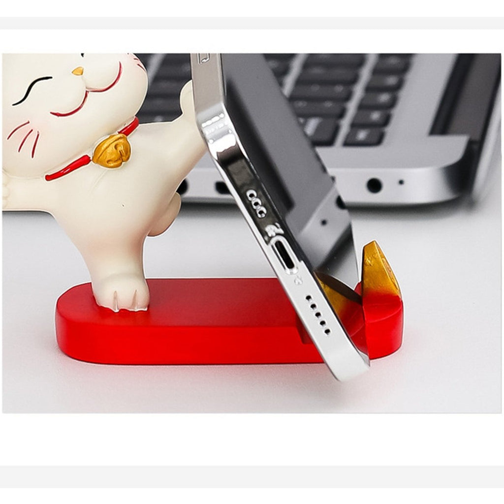 Fortune Cat Phone Stand – Cute Japanese Maneki Neko Decor Gift