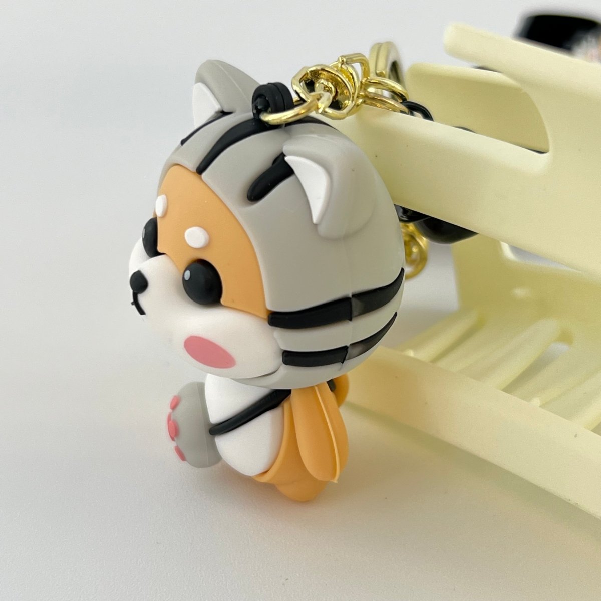Cute Shiba Inu Keychain with Black Cat Design for Women