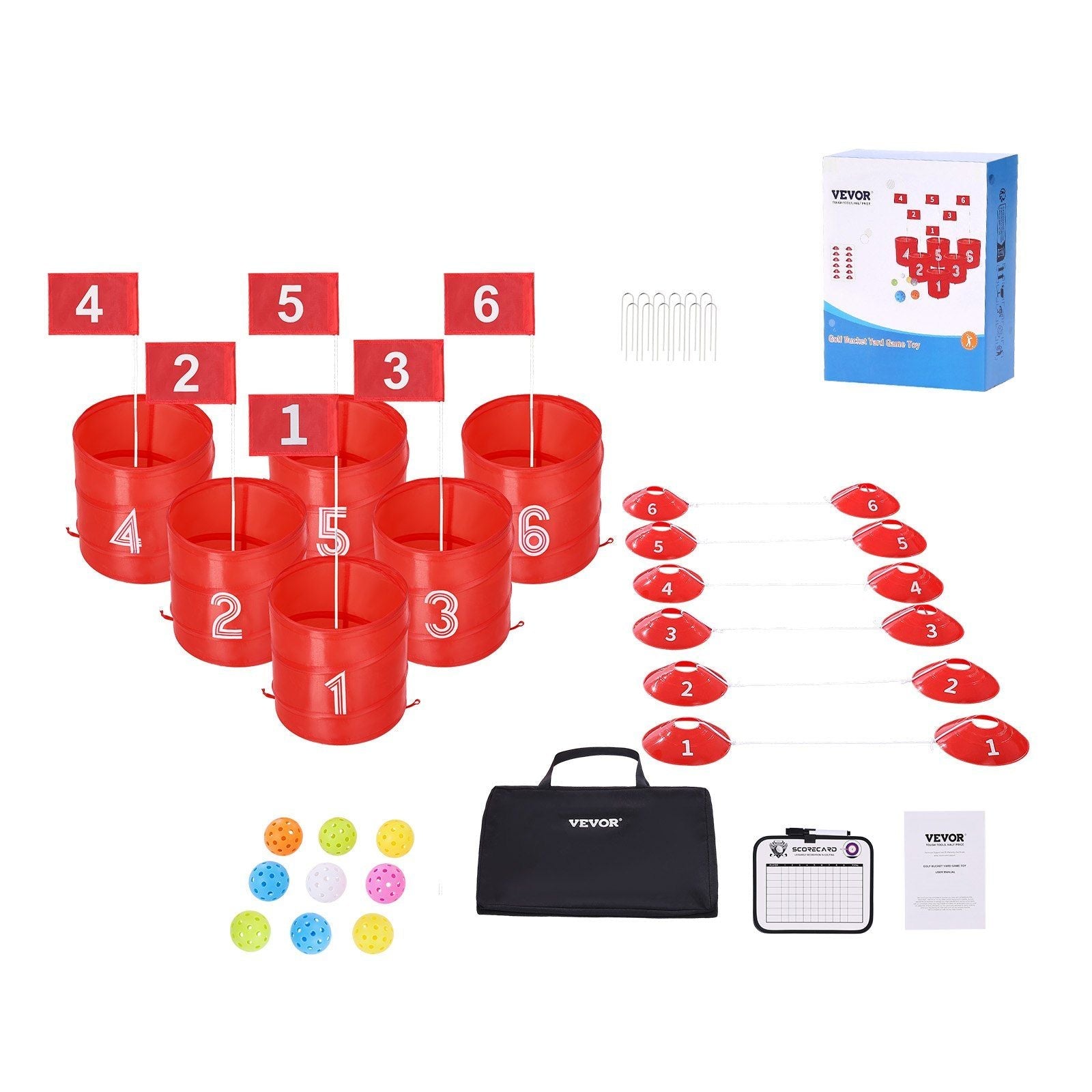 Backyard Golf Game 6 Hole Portable Outdoor Bucket Golf Game for Kids and Adults