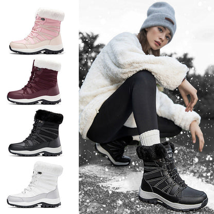 Women’s Winter Fleece-Lined Thicker Non-Slip Cotton-Padded Outdoor Mid-Boots