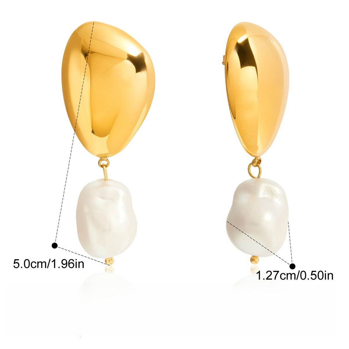 18K gold-plated pearl and titanium steel stud earrings