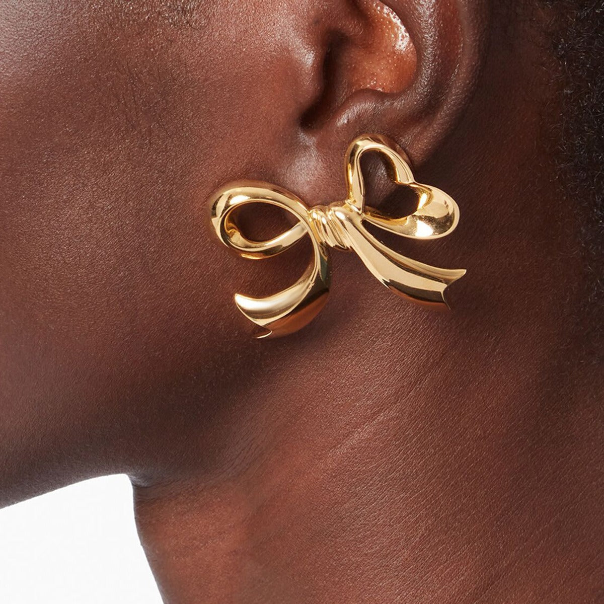 18k gold bow design exquisite and noble earrings