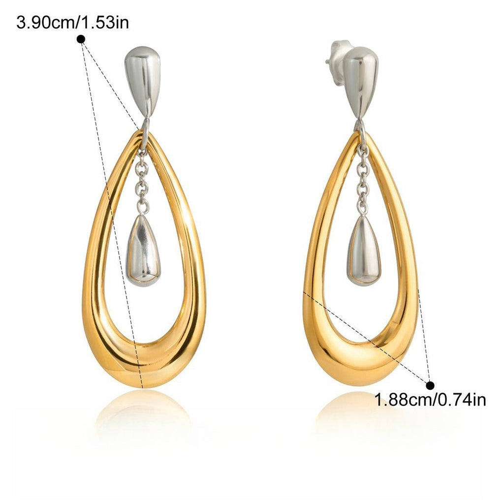 18K gold teardrop-shaped two-tone earrings