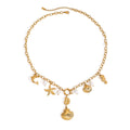 18K gold ocean element with texture design exquisite fashion necklace