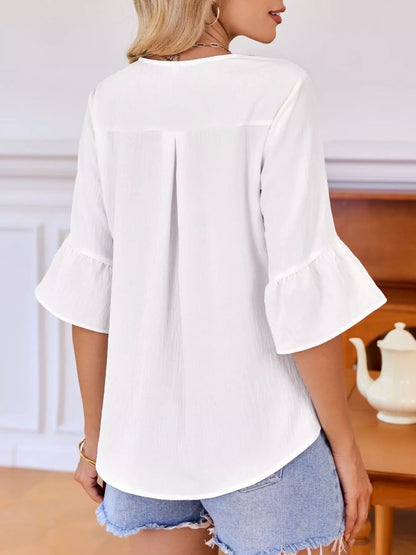 Ruffled Flounce Sleeve Blouse