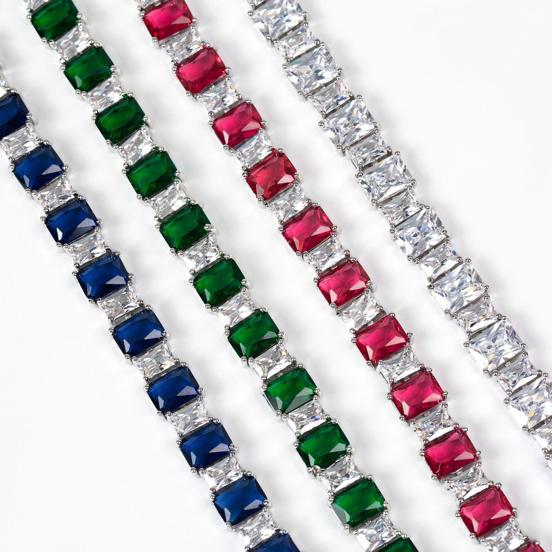 Enamel-Accented Square Micro-Pavé Zircon Bracelet