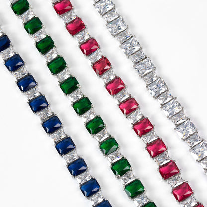 Enamel-Accented Square Micro-Pavé Zircon Bracelet