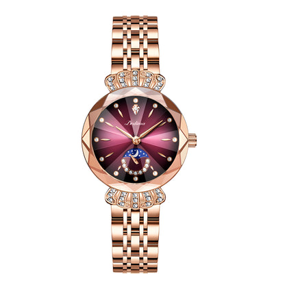 Womens Diamond-embellished Water-resistant Steel-band Casual Luxury Watch