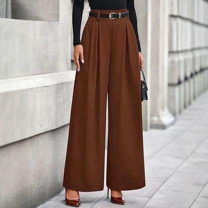 Women's Pleated Cropped Pants – Slimming Drape Adjustable Waist