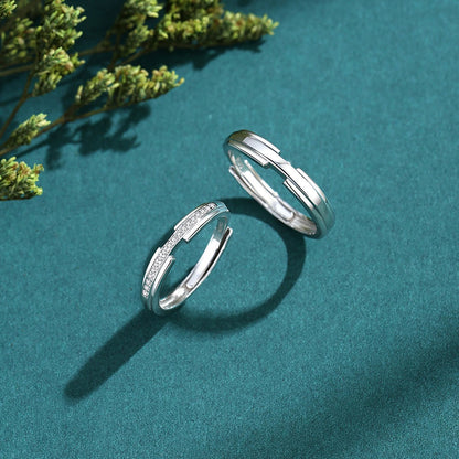 S925 silver diamond couple ring