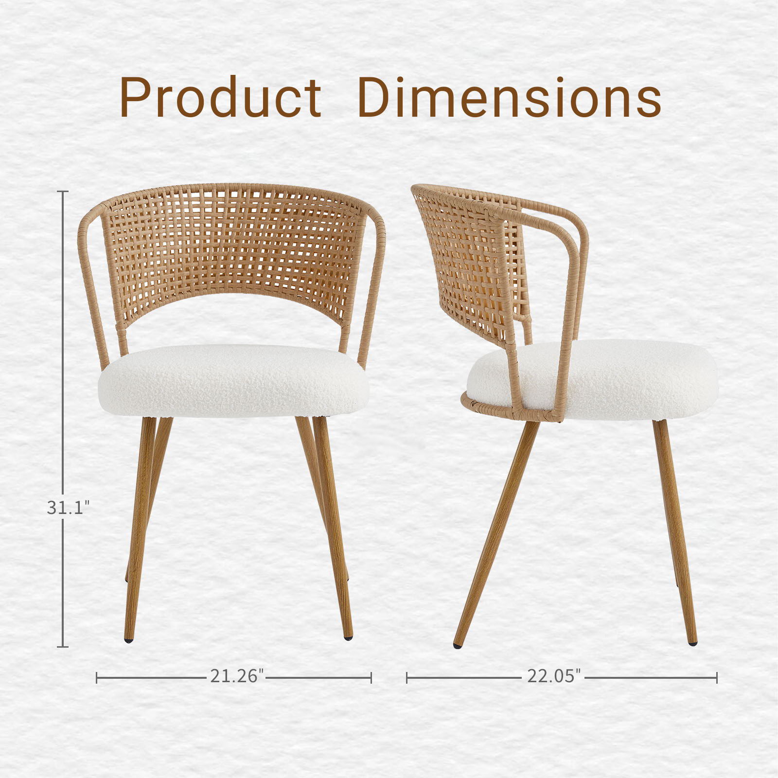 Dining Chairs With Wing Back Design For Kitchen (Set of 2) - Beige / Brown
