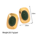 18K gold geometric/flower-shaped inlaid gemstone design light luxury noble earrings