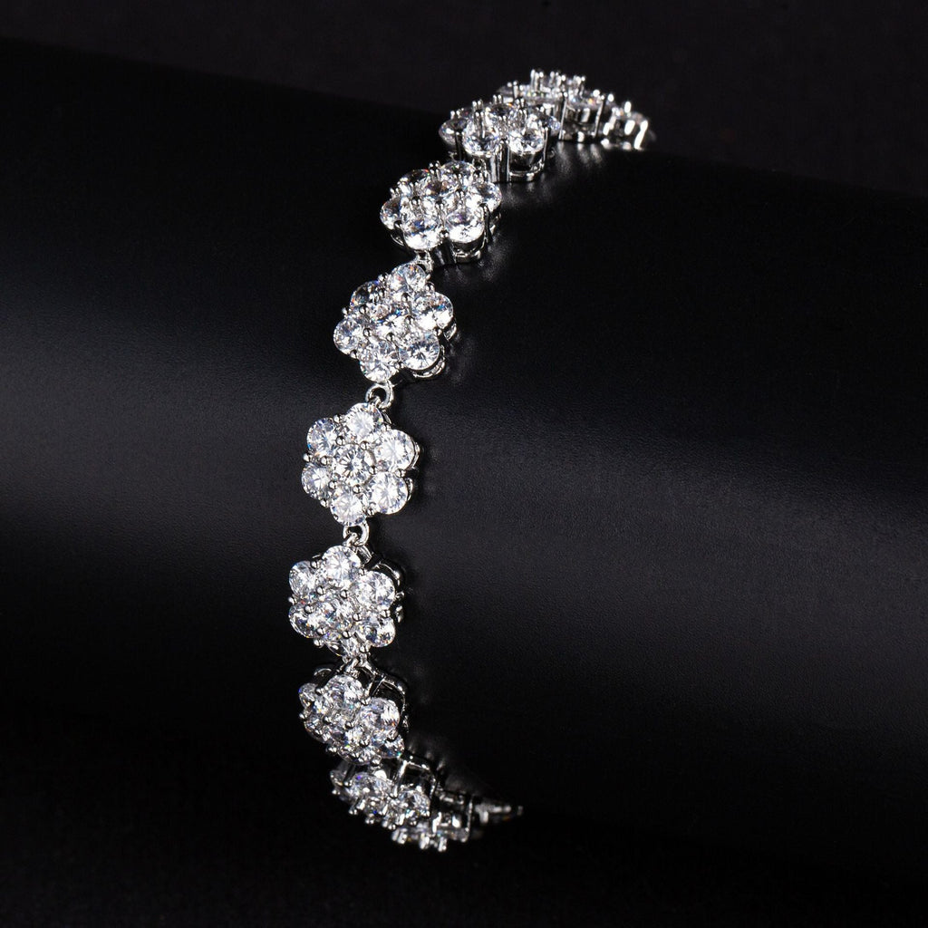 S925 Silver & Cubic Zirconia Camellia Bracelet