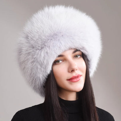 🧢 Women’s Winter Genuine Leather Ethnic Style Ear Protection Hat