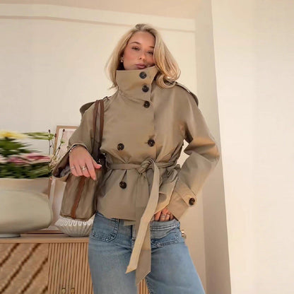 Women’s Lace-Up Waist Trench Coat