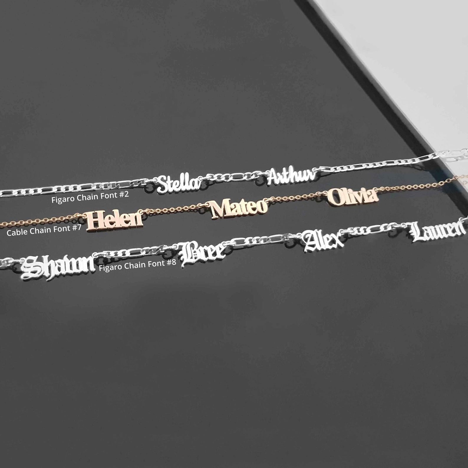Custom Multiple Name Necklace with Chain Options