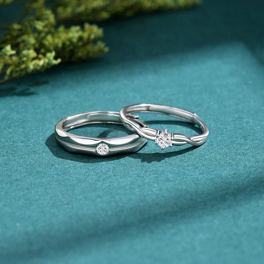 S925 sterling silver couple engagement ring