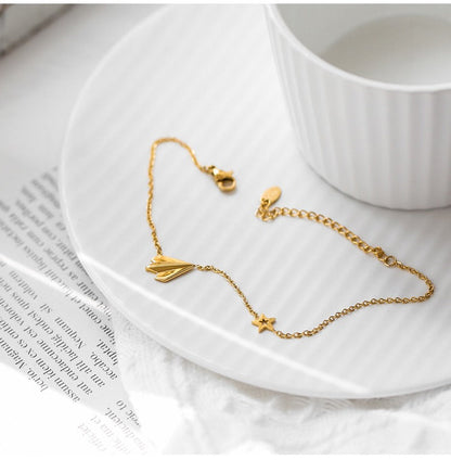 Light luxury high-end 18K gold-plated airplane anklet