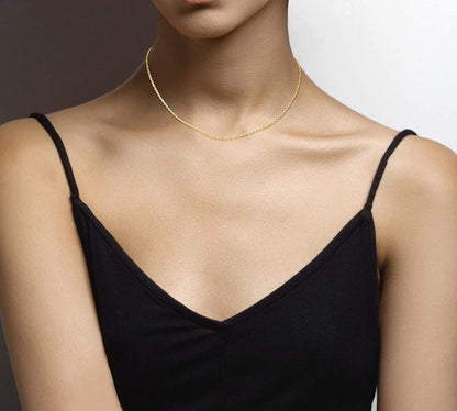 18K Gold Over Sterling Silver 925 Rope Chain Necklace