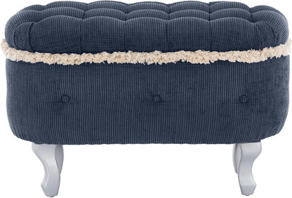 Blue 29.5 Inch Upholstered Storage Ottoman Cushion