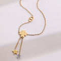 18k gold tassel star four-leaf clover anklet