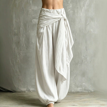Women's High-Waist Tie-Waist Wide-Leg Pants