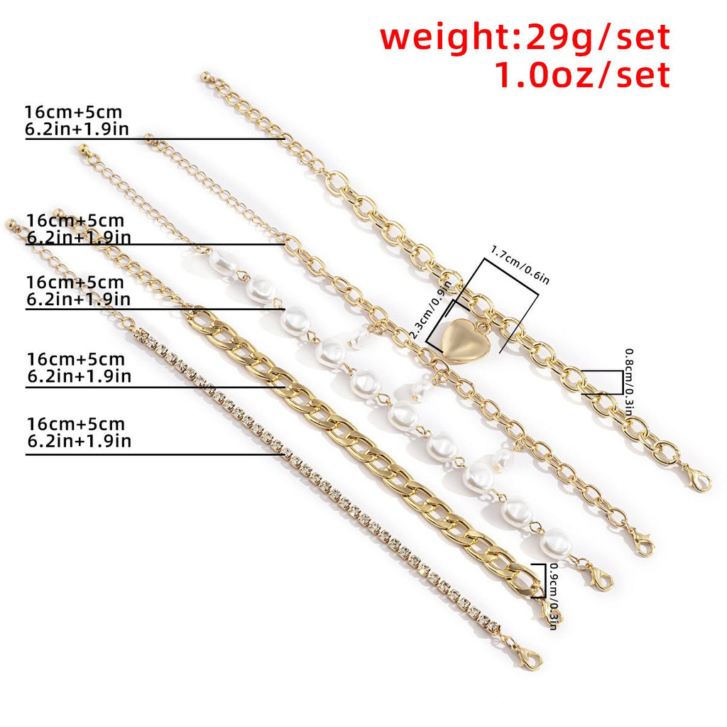 18k gold elegant Baroque special-shaped pearl heart chain bracelet