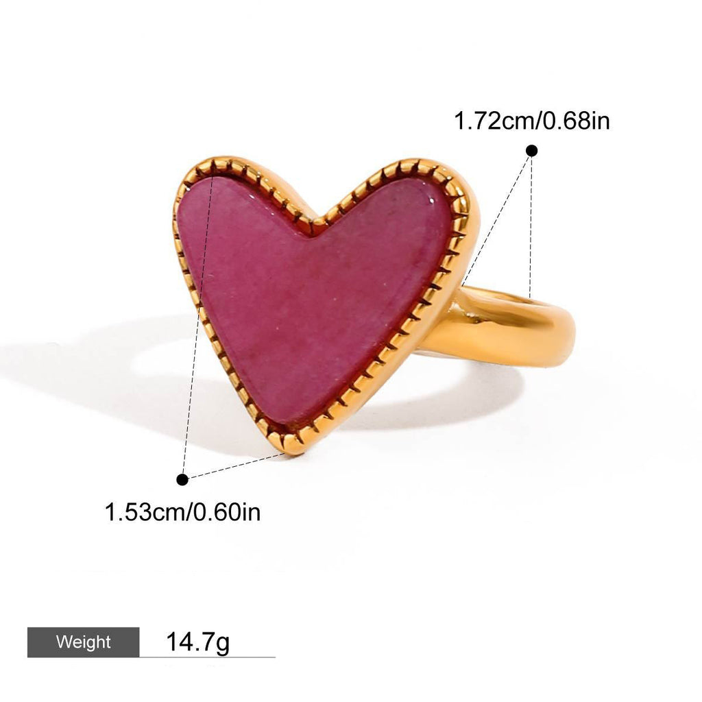 18K gold heart-shaped ring with textured design