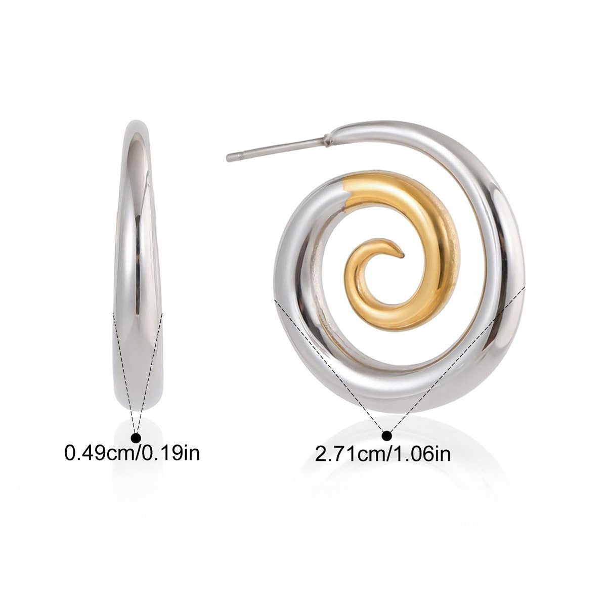 18K gold-plated threaded titanium steel earrings