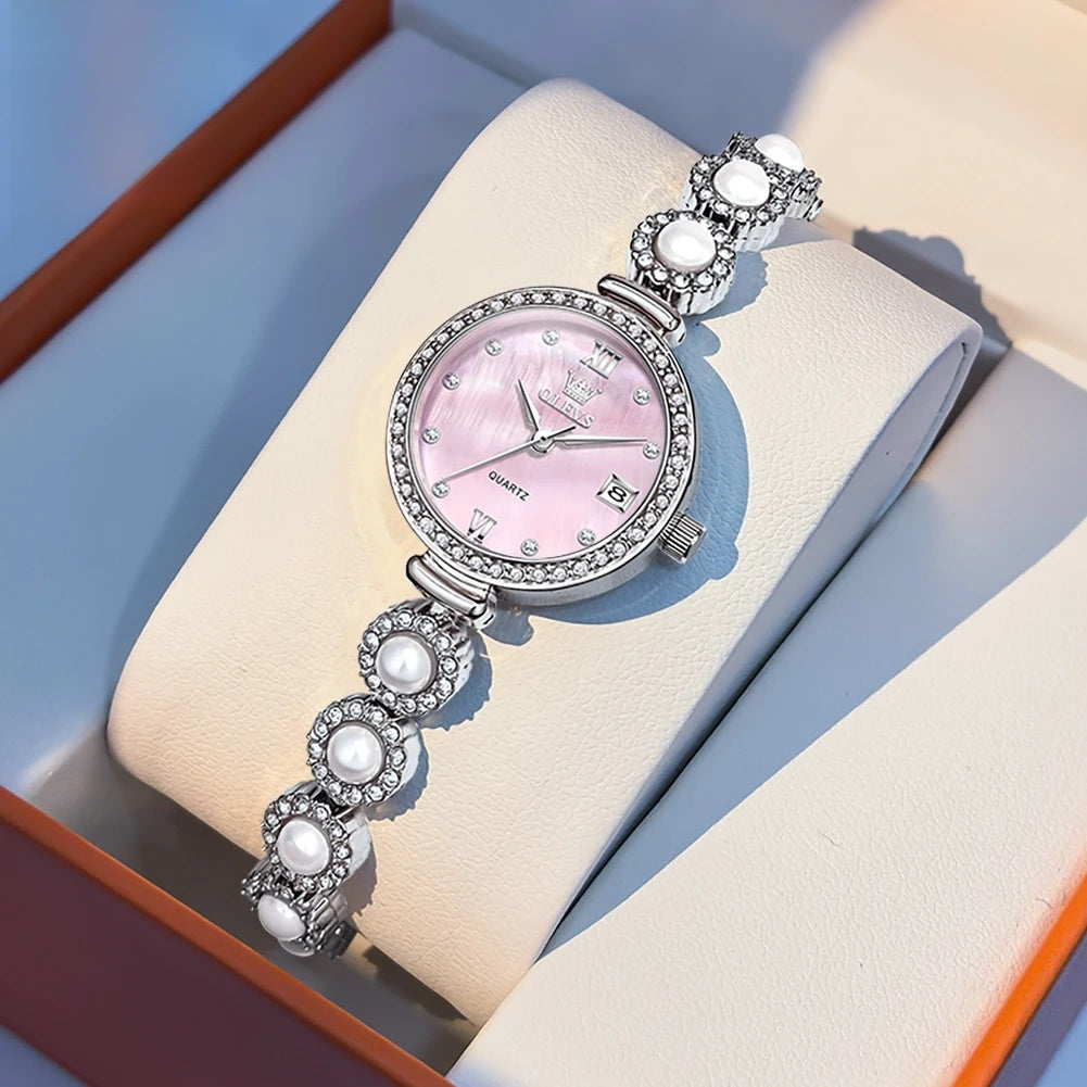 Women's Pearl-Effect Crystal Bracelet Watch