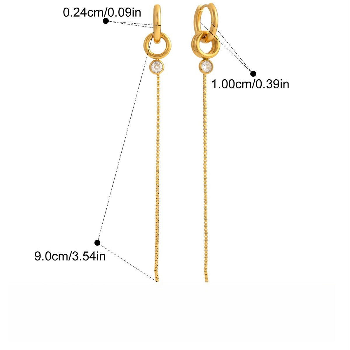 18K gold lightweight luxury tassel earrings with cubic zirconia.
