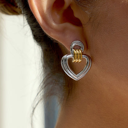 18K gold heart-shaped titanium steel stud earrings