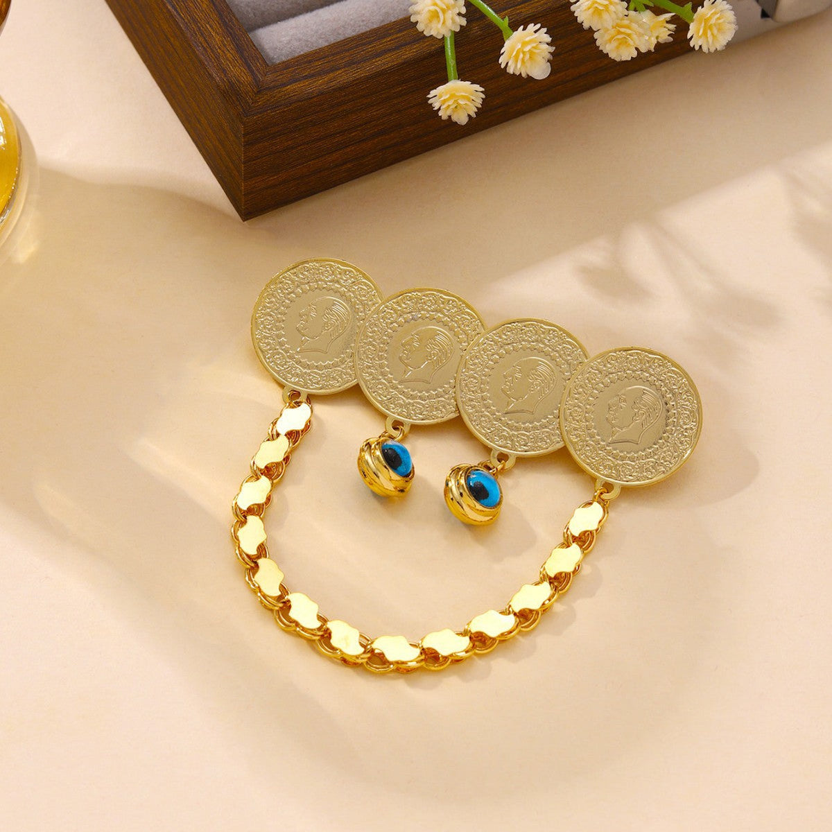 Vintage Coin Tassel Brooch Pin