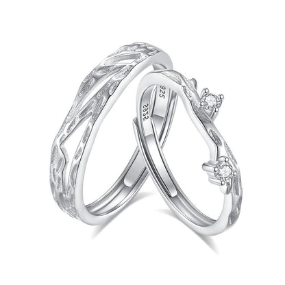 S925 sterling silver Chinese style couple engagement ring