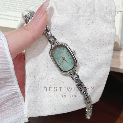 Simple Square Sugar Shaped Steel Band Mother Of Pearl Womens Watch