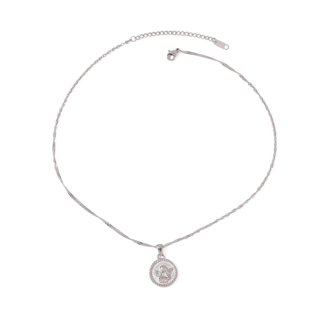 Round necklace with angel pattern design, classic and fashionable