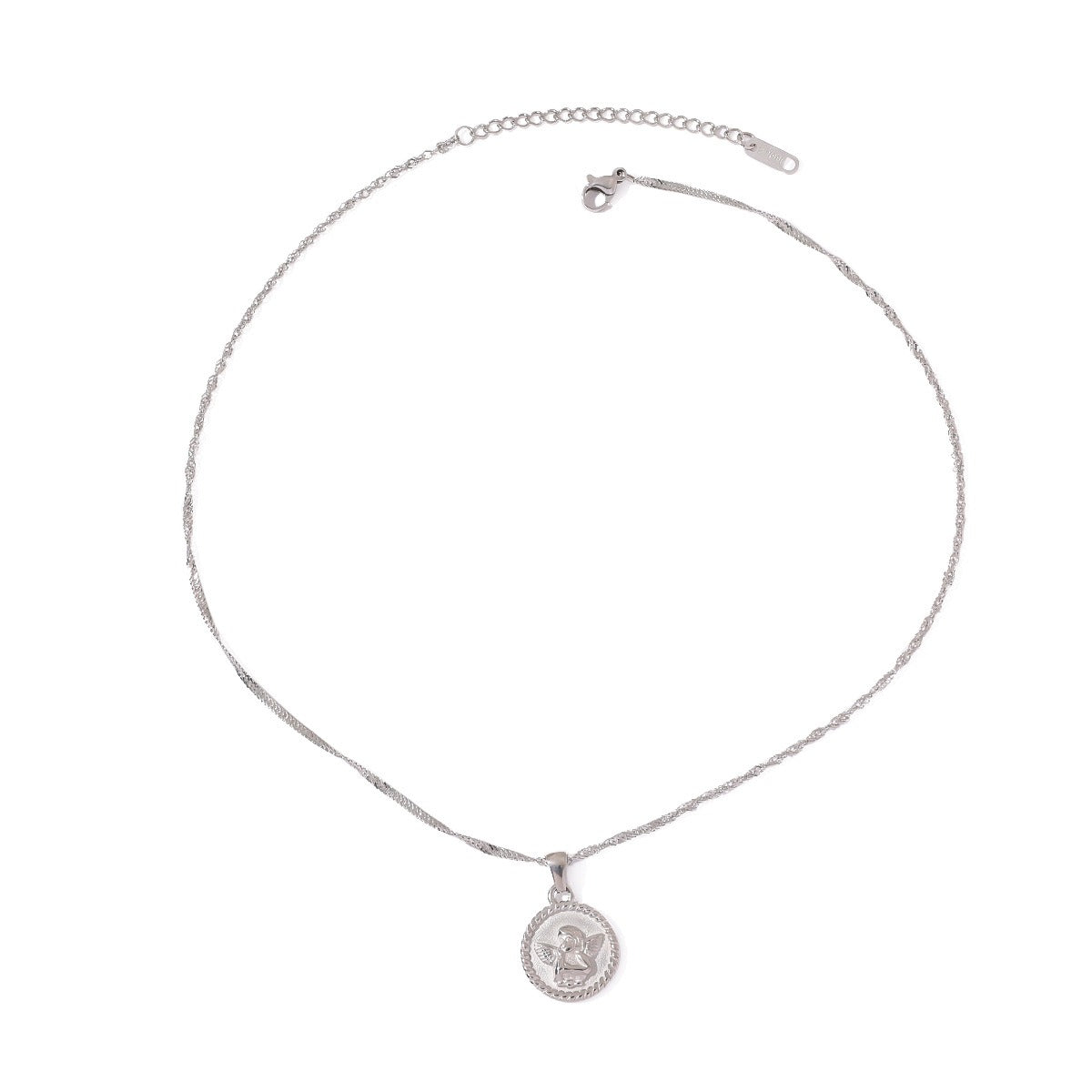 Round necklace with angel pattern design, classic and fashionable