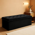 Black Premium Velvet Storage Ottoman Bench Bedroom