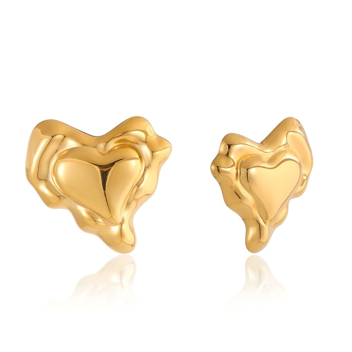 Heart-shaped stud earrings, high-end autumn/winter jewelry.
