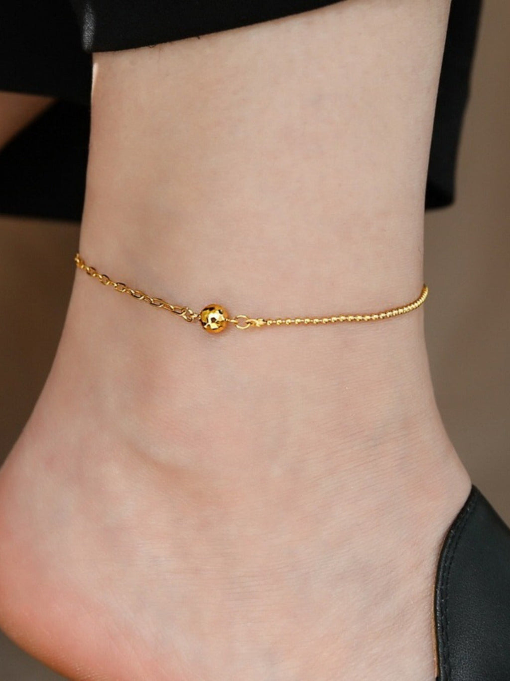 Light luxury laser bead splicing chain 18K gold anklet