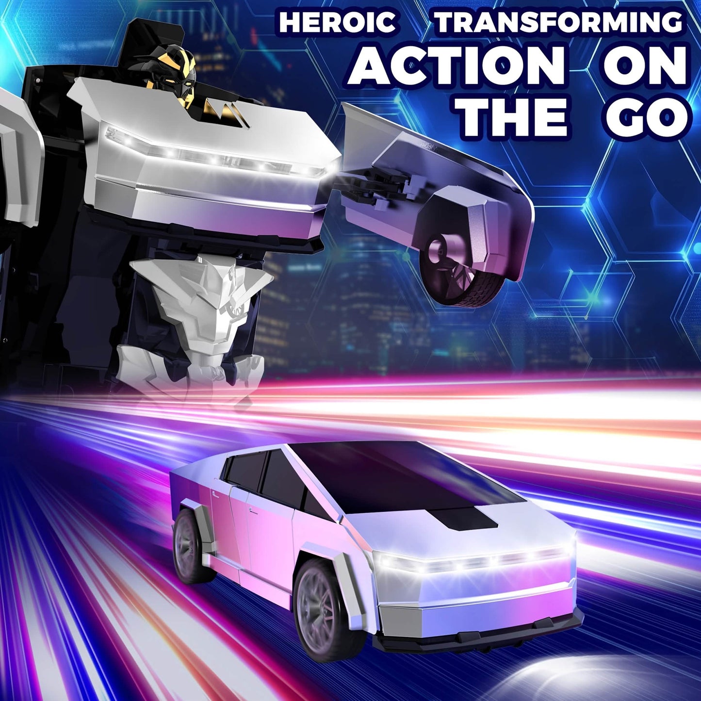 2.4GHz Remote Control Off-Road Car – Robot Transforming, LED Lights