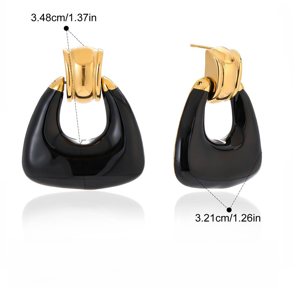 18K gold lightweight luxury enamel stud earrings