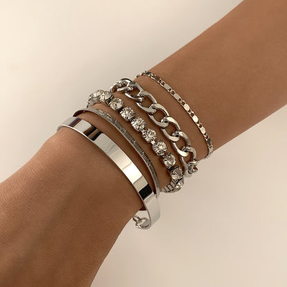 18k gold retro trend snake bone chain diamond bracelet