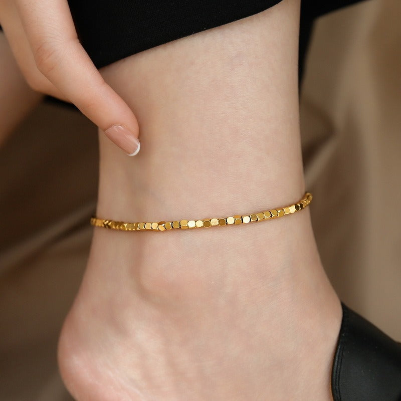 Light luxury 18K gold and silver anklet