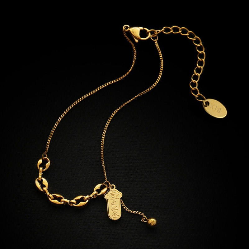 18k gold-plated titanium steel pendant anklet