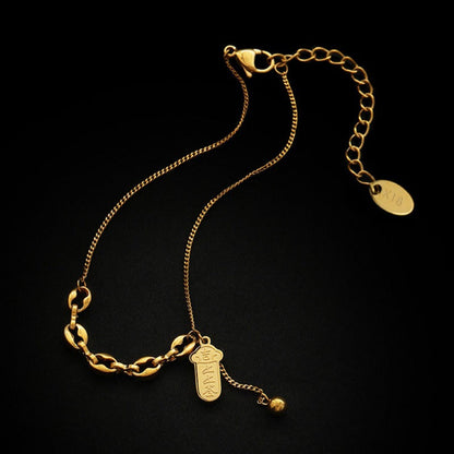 18k gold-plated titanium steel pendant anklet
