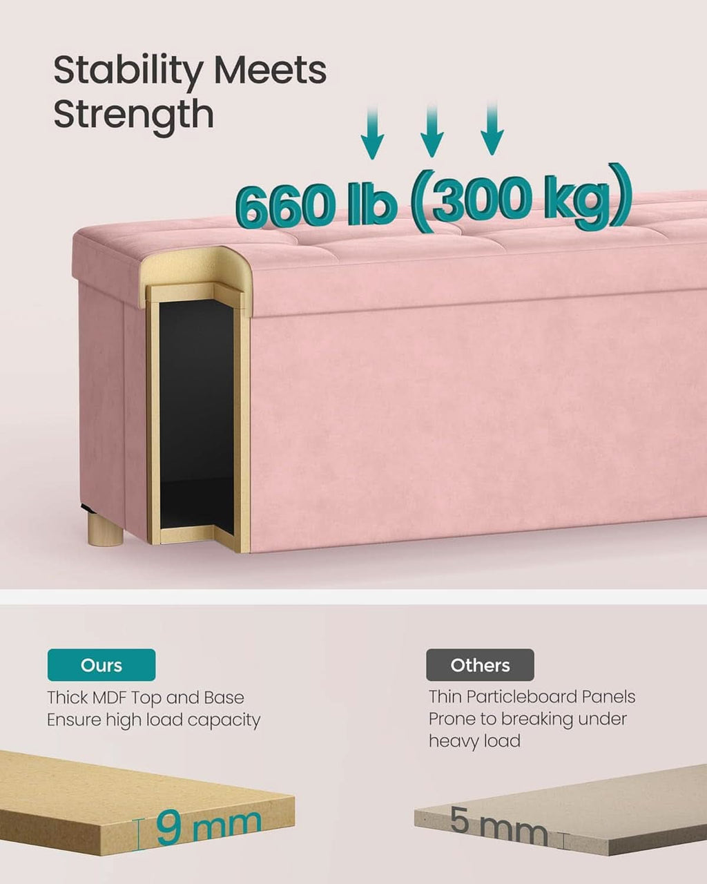 Jelly Pink Velvet Extra Large Storage Ottoman Chest