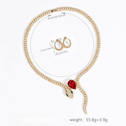 S925 Silver Curved Snake Necklace with Zirconia and Diamonds